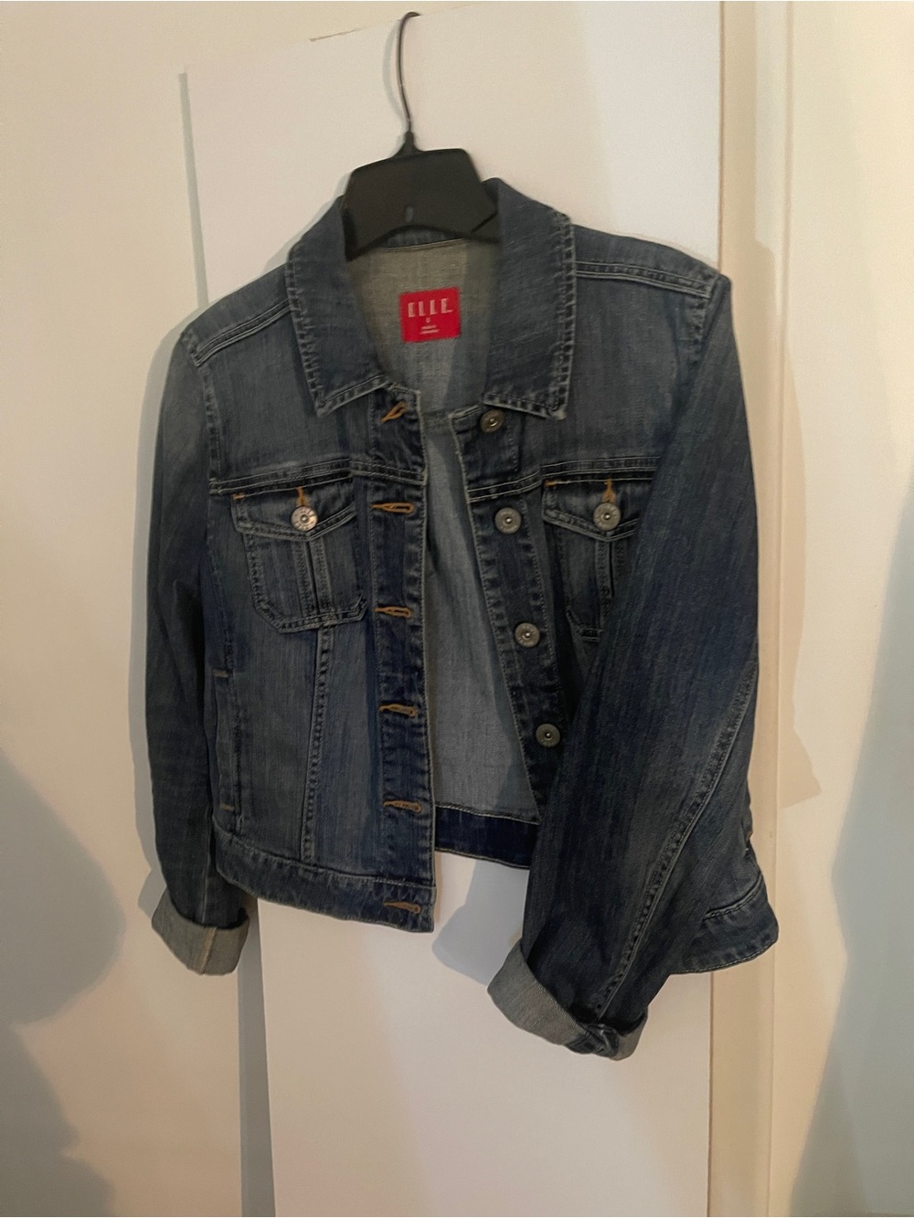 ELLE Medium Blue Denim Jean Jacket with Chest Pockets